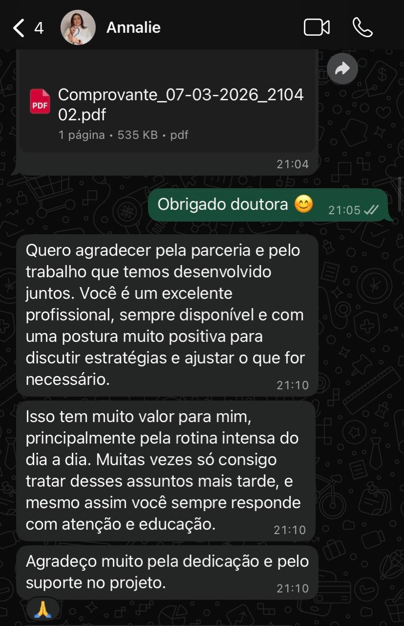 Depoimento Dra. Annalie — agradecimento pela parceria e suporte no projeto